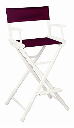 30 in. Classic Director's Chair w White Frame & Burgundy Canvas