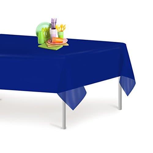 Navy Blue 1 Pack Premium Disposable Plastic Tablecloth 54 Inch. x 108 Inch. Rectangle Table Cover By Dluxware
