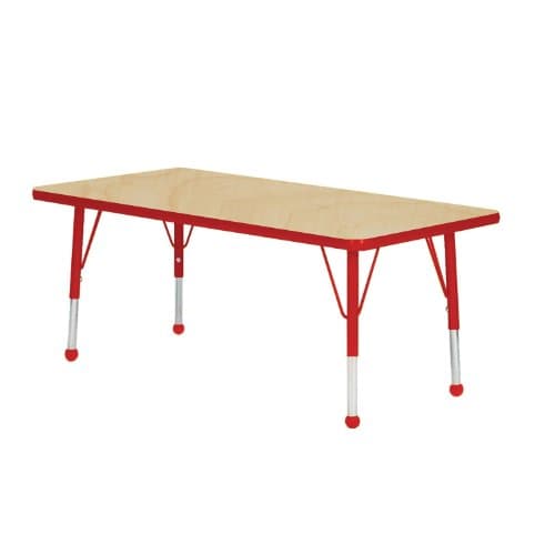 Mahar Kids 36" X 60" Rectangle Table Top Color: Maple, Edge Color: Red, Leg Height: Toddler 16"-24", Glide Style: Ball