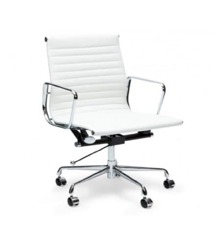 Stonebutterfly Eames Style EA117 Low Back Ribbed Leather Office Chair - White - Qty: 1