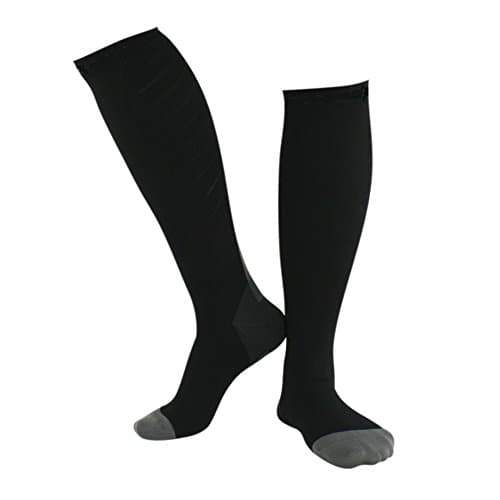 Compression Socks, 20-30 mmhg Compression Stockings for Men and Women. Cozy Nylon Knee High Athletic Socks for Cycling, Hiking, Running and Other Sports. Black/White