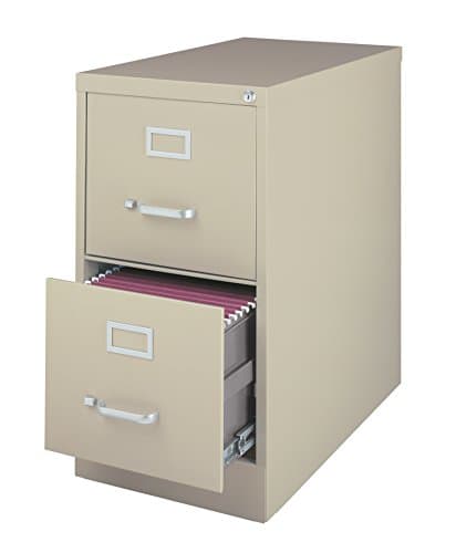 Office Dimensions 25 Inch Deep 2 Drawer, Letter Width, Metal Cabinet for Home and Office Vertical File, 25" Drw, Putty