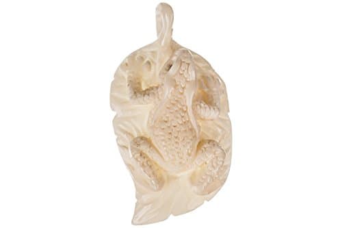 Curious Designs Bone Pendant - Frog on a Leaf, Approx 2 Inches