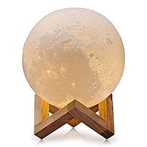 Night Light LED 3D Printing Moon Lamp, Warm and Cool White Dimmable Touch Control Brightness with USB Charging, Rechargeable Home Decorative Lights Baby Night Light (5.9 in)