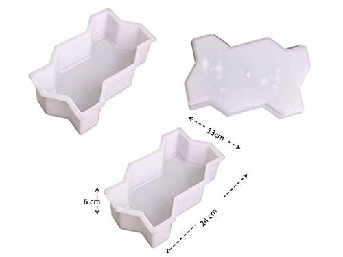 Starworld - 2Pcs Wave shape Easy & Smooth Home garden DIY Walking Path Maker Cement Brick Mold or Pavement driveway stone mold concrete mold stepping Plastic (24x13x6 cm) White color