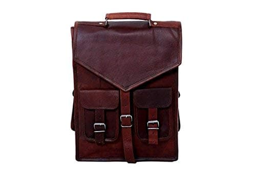 ANUENT Real leather messenger Backpack Bag laptop Satchel briefcase Brown Vintage
