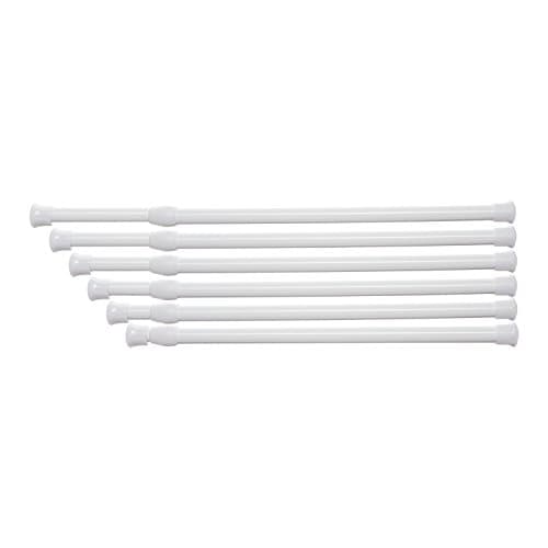 Danily Pack of 6 Cupboard Bars Adjustable Spring Loaded Tension Curtain Rods 28 to 48 Inches, White, Comes with Multipurpose Compressed Towels