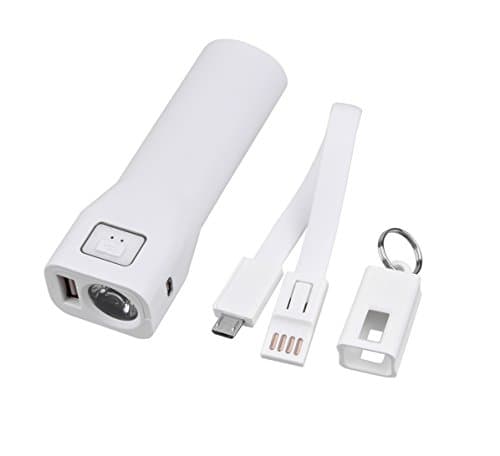 LED Tactical Flashlight with Lanyard & Power Bank Flashlight, Rechargeable Power Supply – Charges Any USB Connect Device : Cell Phones, Laptops, Tablets, Digital Cameras (White)