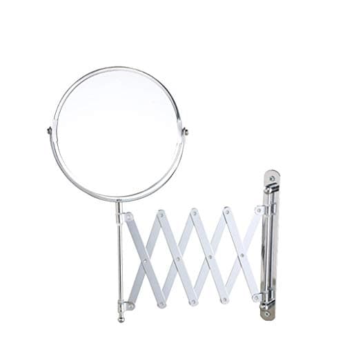 WUDHAO Wall-Mounted Makeup mirror Retractable Wall Mirror Home Metal Folding 7 Inch Makeup Mirror Bathroom 3X Magnifying Mirror (Color : Silver, Size : 7 inch 3 X)