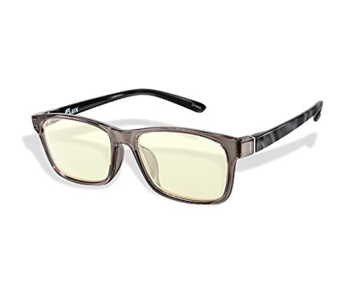 Flux 2083 Protective Computer Glasses with Anti-Glare Blue-Blocking Lens to Reduce Eyestrain UV400 Video Gaming (Crystal Grey / Silver Cloud, Amber)