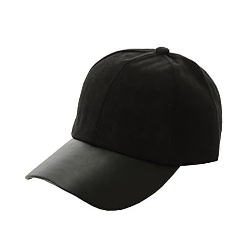 MHIK MHK Leather Suede Adjustable Baseball Cap Hat (Black)