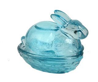 Northeast Home Goods Glass Easter Bunny Candy Box (Blue)