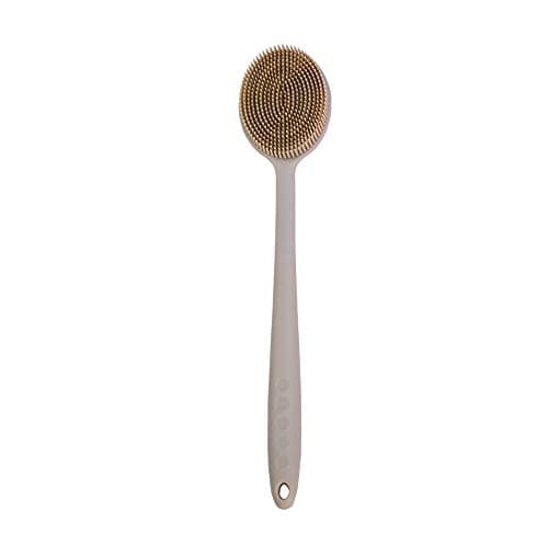 Silicone Bath Body Brush, Ultra-soft Shower Back Scrubber with Long Handle for Women and Men 100% BPA- free (Coffee grey)