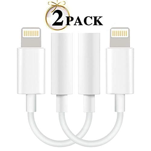 Lightning to 3.5mm Headphone Jack Adapter, Seotic White Lightning to 3.5mm Audio Adapter Headphone Jack Cable Converter for iPhone 7/7 Plus (2 Pack)