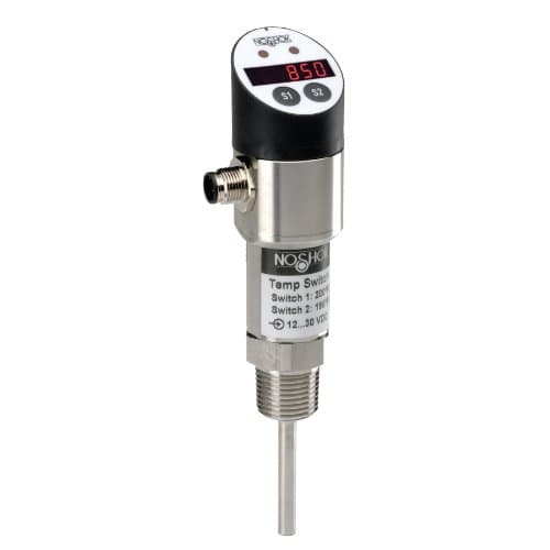 NOSHOK 850 Series Electronic Indicating Temperature Transmitter/Switch, 1 Normally Open or Closed, 12-30 VDC, -50/400 F Temperature Range, 0.1% Accuracy, 6mm Diameter x 2-1/2" Length Stem