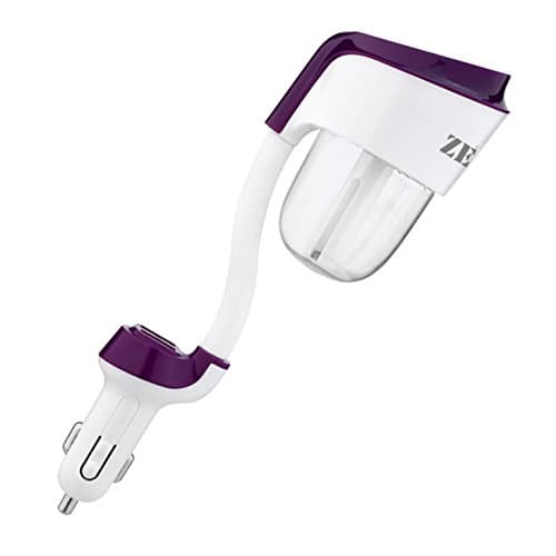 Car Oil Diffuser Humidifier, ZELAF 2nd-Gen Z8 Mini Travel Portable Cool Mist Ultrasonic Humidifier & Aroma Diffuser Essential Oils Diffuser with 2.1A Dual USB Car Charger (Purple)