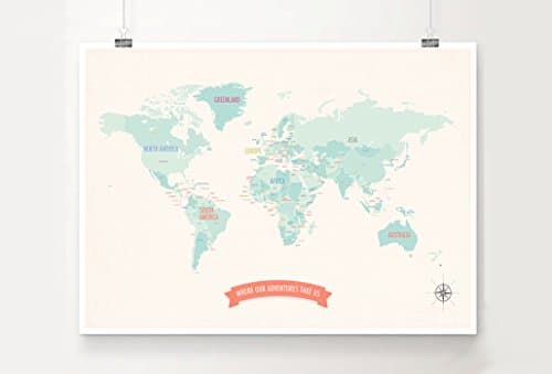 Customized World Map Poster, Large Classroom Poster, World Wall Map, Teen Room Decor, Bedroom Decor, Montessori Materials, Kids Room Decor, Home Decor, Travel Gift