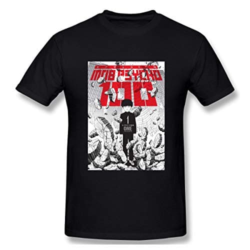 Jamessmo Graphic Short Sleeve Mob Psycho 100 Mens Super Black T-Shirts