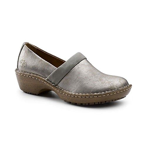 Lila SureGrip Womens Bella Metallic Silver Slip Resistant Work Clogs 9M