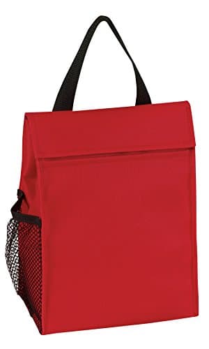 Eunichara Lunch Sack Polyester 600D, Insulated, Heat-sealed PEVA Lining, Sleeve Pocket for Accessories with Side Mesh Pocket, Easy Spot Clkean / Air Dry (7.5" x 10" x 5") - Color Red