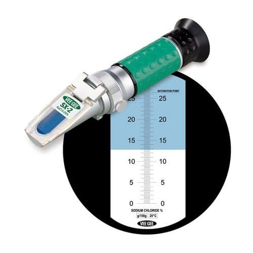 Vee Gee 43035 Handheld Refractometer, Sodium Chloride Scale, Sx-2 Model, 0-28% Range, 0.2% Resolution, No Atc