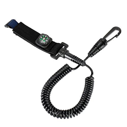 Coiled Nylon Paddle Leash with Compass for Canoe Kayak Paddle Fishing Rod Stretch to 1.9M