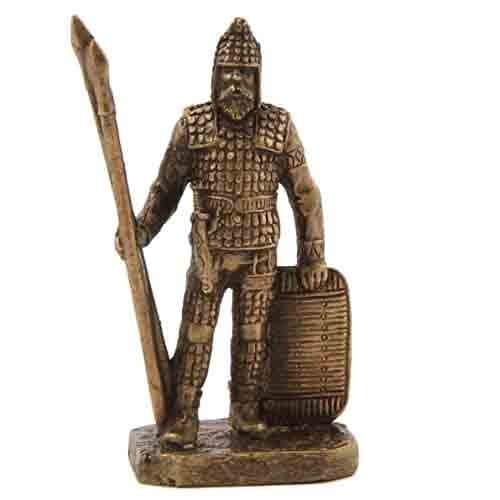 CTOC Warrior with two spears and shield Bronze Statuette Scythians series Handmade military historical miniature 40 mm Collection figurine metal toy Soldier pub91