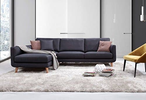 Mid Century Modern Fabric Blend Royal Sectional Sofa, Left Arm Facing, Broadway Blue ✮ FREE Shipping ✮ Comfortable ✮ Very Minimal 10 Min Assembly - Twist-on Wood Legs ✮ Satisfaction Guarantee