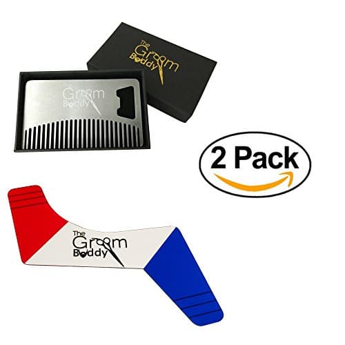 Beard Shaping Tool & Wallet Comb by the Groom Buddy for Men's Facial Hair Hairline Perfect Symmetric Lines and Trims for Men and Beard Comb Tools for a Gentleman's Mustache Goatee Side Burns
