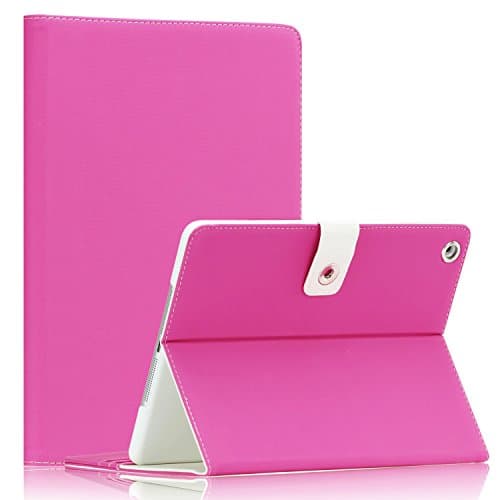 SAVEICON PU leather Folio Case Cover for Apple New iPad Mini / Mini 2 / Mini 3 Case 7.9 Inch Wifi 3G 4G LTE with Built-in Stand and Card Slots Auto Wake / Sleep Smart Cover Stand (Hot Pink Canvas)