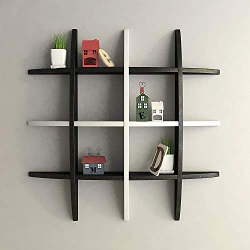 Amaze Shoppee MDF Globe Shape Wall Shelves (Black and White, Standard Size)