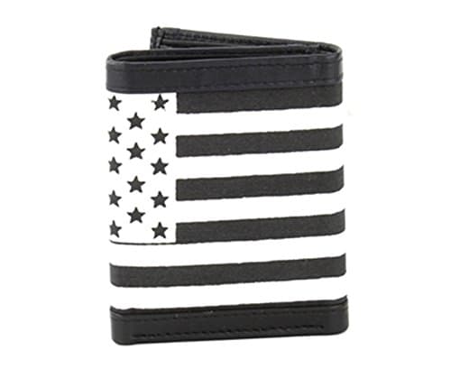 RFID Leather Trifold Wallet With American Flag Print (White)