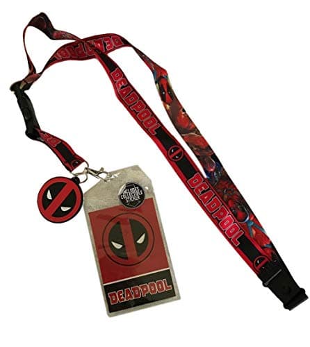 Deadpool Logo Poses D/S Lanyard ID Holder Charm & Detachable Key Fob