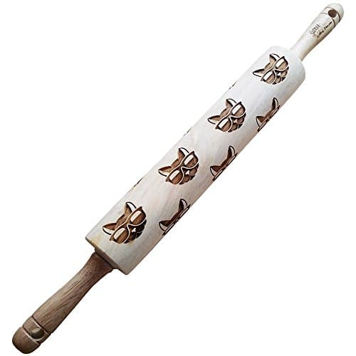 Cat Rolling Pin - Engraved Wood Rolling Pin With Cool Cat Design