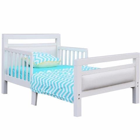 Orbelle Trading Modern Padded Toddler Bed, White/White
