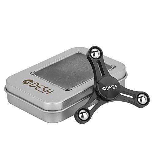 DESH Finger Spinner Fidget Toy - Made from Metal in Black Color - Great for Stress Relief with Stainless Steel R188 Bearing
