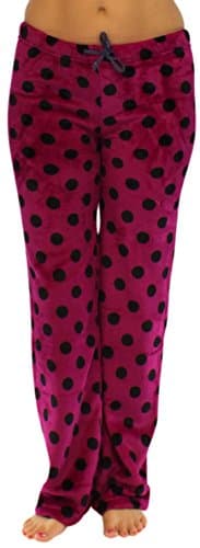 Pajama Drama Wine w/ Black Dot Plush Pants, X-Large