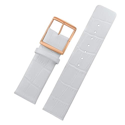 16mm Luxury White Leather Watch Bands Replacement Italian Cowhide Thin without Stitching Simple Rose Gold Buckle