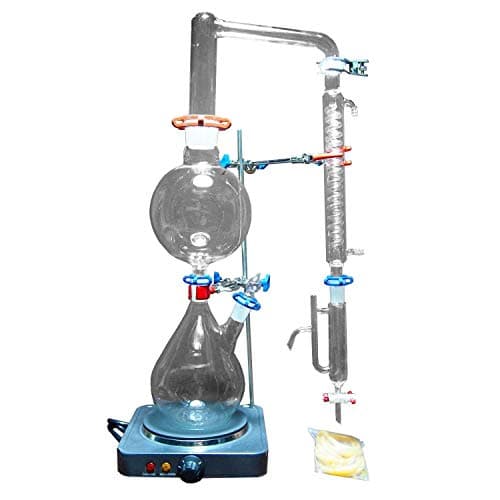 Lllffflll Glassware labware distillation Lab steam New 2000ml Lab Essential Oil Steam Distillation Apparatus Glassware Kits Water Distiller Purifier w/Hot Stove Graham Condenser