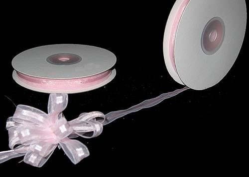 3/8" Pink Organza Thin Pull Bow String Ribbon (25 Yard) Gift Wrapping Favor Decorating