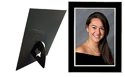 Cardboard Photo Easel Mount Frame. Black with White Border for 4x6" picture (PACK OF 100). This Elegant Paper Cardstock Photo Folder frame displays HORIZONTAL & VERTICAL.