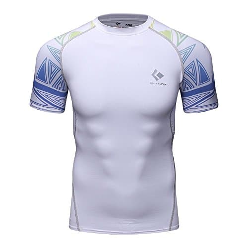 Joyful Sport MT142 Tight Compression Shirt Top Base layer Pattern Short Sleeve For Sports Fashion (L)