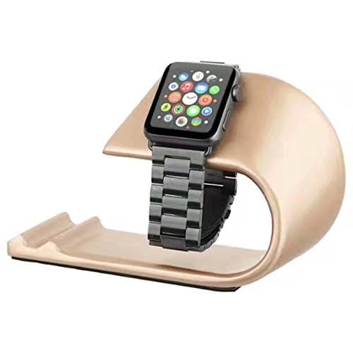 Apple Watch & iPhone Stand, The Charging Base with Aluminum Plantform Support for Apple Watch Series 1/2 and SmartPhones (2-in-1 Gold)