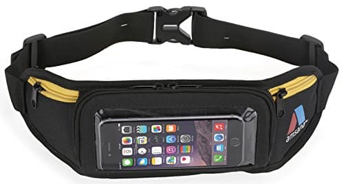 Amsana™ Running Belt for iPhone 6 & Android Smartphones + Touchscreen Compatible (Black/yellow)
