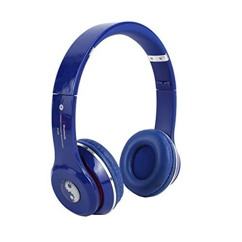 Bluetooth Wireless Headphones Foldable Over The Ear Headset with Mic FM Radio Calling Feature Compatible with Android IOS and Windows By Acid Eye (Royal Blue)