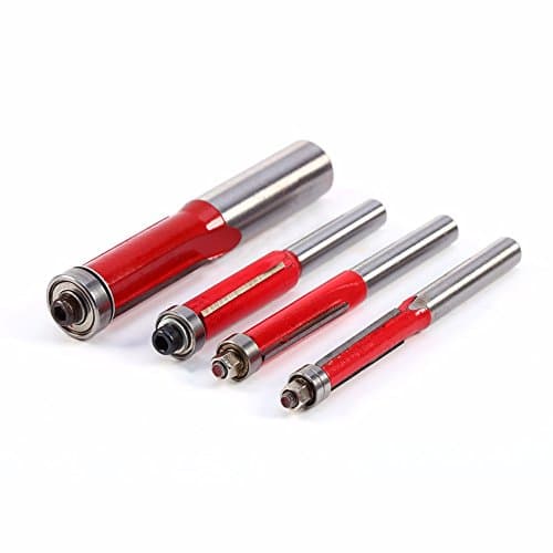 Top Quality 14,516,38,12 4pcsset End Dual Flutes Straight Shank T rim Router Flush Trim Cutter Bit Tool