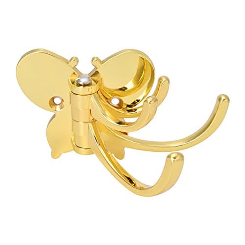 Swivel Hook Heavy Duty Folding Coat Hook Three Towel Clothes Hanger for Bathroom Kitchen Garage Coats / Clothes / Towels, Hardware Included, Silver Color with Anti rust Finish (Butterfly Golden)