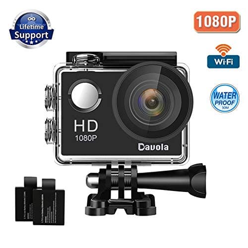 Action Camera Sport Camera 1080P Full HD Waterproof Underwater Camera Davola WiFi Control with 170° Wide-angle Lens 12MP 2 Rechargeable Batteries and Mounting Accessories Kit