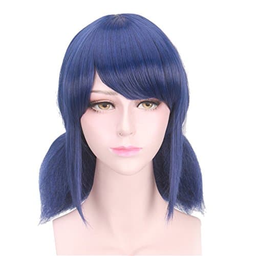 Anime Short Straight Blue Mixed Cosplay Wig with Double Ponytail