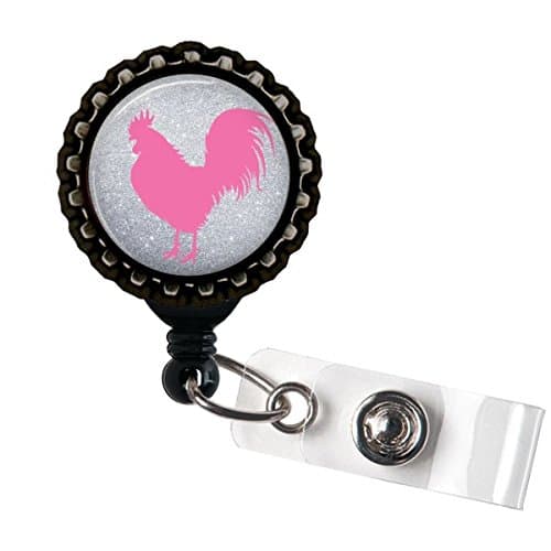 Pink Rooster Badge Id Bottlecap Ridge Holder